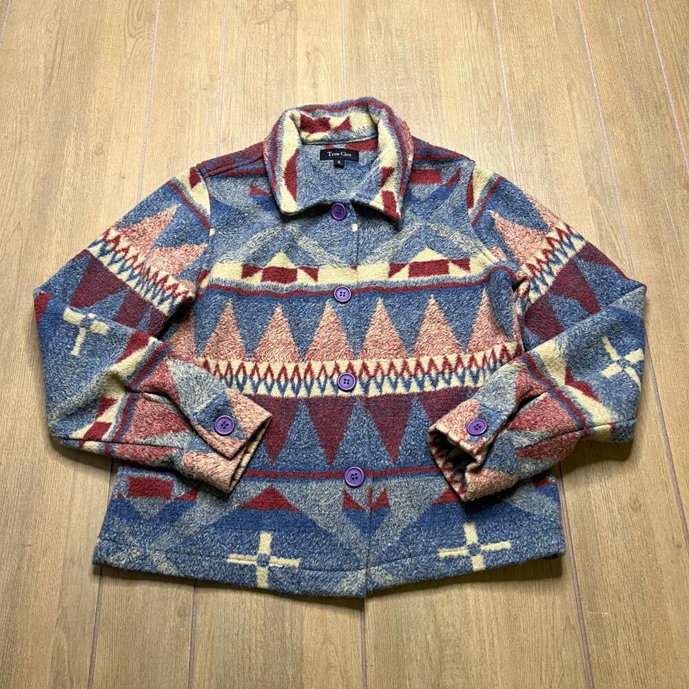 True‎ Grit Liberty Blanket Shirt Jacket Southwestern USA Women S boho western